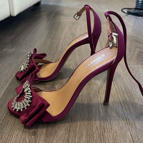 Fuchsia Embellished Bow Heels - Picture 2 of 7